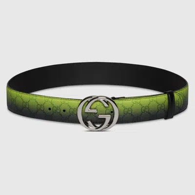 Gucci Chroma Belt With Interlocking G In Green