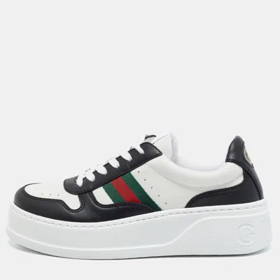 Pre-owned Gucci Chunky B Size 37.5 Black/white Leather Low Top Sneakers