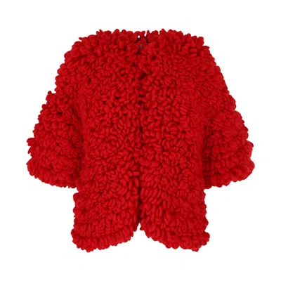 Pre-owned Gucci Chunky Chenille Yarn Jacket 'red' | Women's Size 40