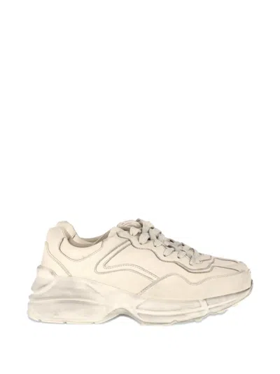 Pre-owned Gucci Chunky Leather Sneakers In Neutral