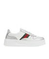 Gucci Stripe-detail Leather Sneakers In Silver