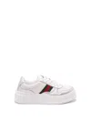 Gucci Stripe-detail Leather Sneakers In White