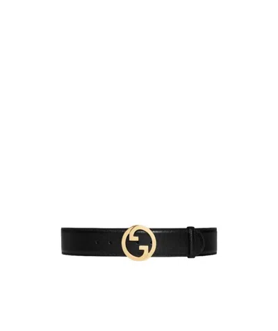 Gucci Cintura Larga Con Logo Gg Tondo In Black