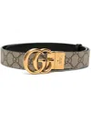 Gucci Black And Beige Gg Marmont Reversible Belt In Beige