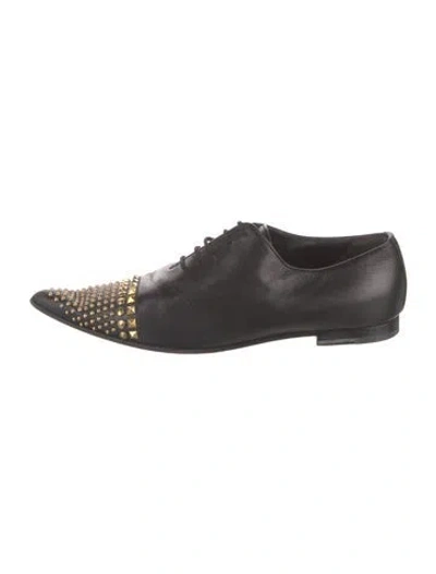 Pre-owned Gucci Cirano Lux Nero Derby Leather Oxfords In Black