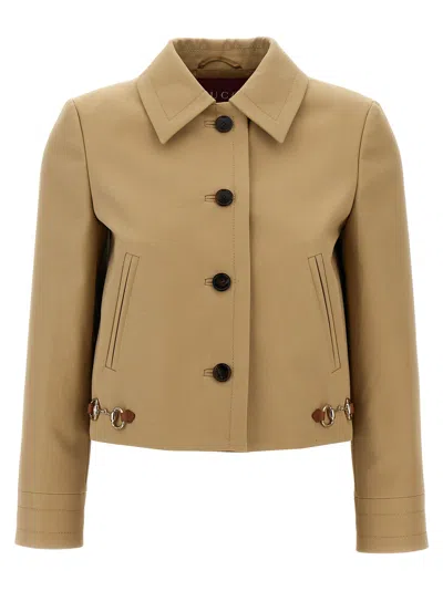 Gucci Clamp Jacket Casual Jackets And Parka Beige