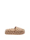 Gucci Original Gg Fabric Slides In Brown