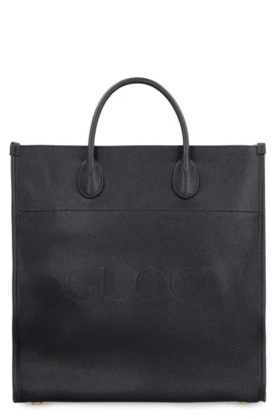 Gucci Classic Black Leather Tote Bag For Men