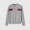 Gucci Men Grey Crewneck Sweatshirt With Logo Detail On The Front In Cotton Man In Gray