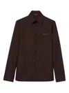 Gucci Twill Shirt With Snap Pocket And Long Sleeves In Brown