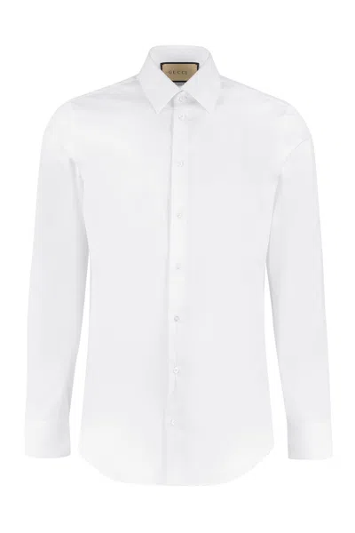 Gucci Classic White Stretch Cotton Poplin Shirt For Men