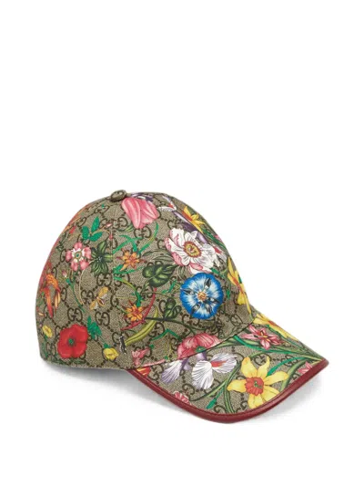 Pre-owned Gucci Claudia Floral-print Baseball Cap In Neutrals