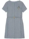 GUCCI CLEAR BLUE WOOL TWEED MINI DRESS FOR WOMEN FROM SS24 COLLECTION