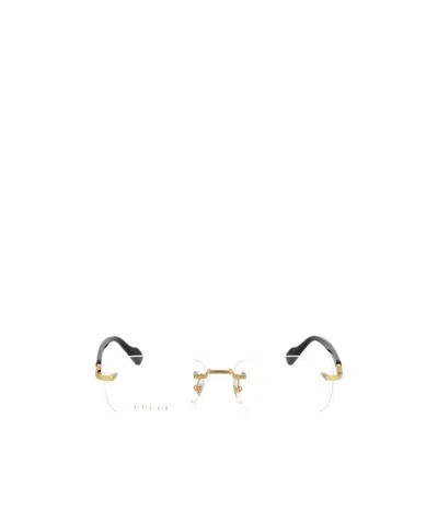 Gucci Clear Frameless Glasses In 002 Gold Brown Transparent