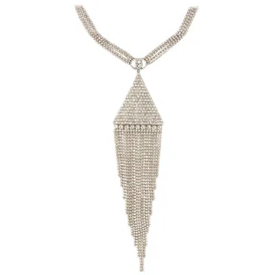 Pre-owned Gucci Clear Rhinestone Necklace With Pendant In Sand