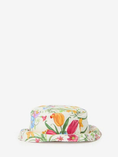 Gucci Cloche In Twill Di Seta Stampat In White