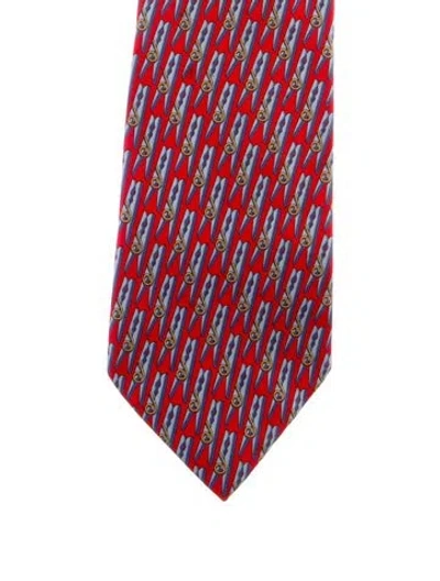 Pre-owned Gucci Clothes Pin Pattern Neck Tie In Red
