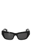 Gucci Shiny Black Acetate Rectangular Sunglasses In Black