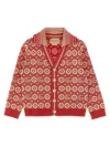 Gucci Jaquard Logo Cardigan In Red