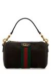 Gucci Dark Brown Suede Mini Ophidia Handbag In Black