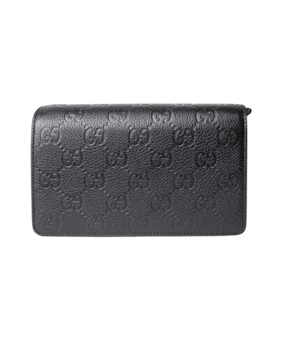 Gucci Clutch Chain Ssima Black In Neutral