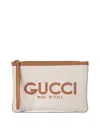 Gucci Logo-print Leather-trim Canvas Clutch