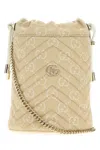 Gucci Gg Denim Small Gg Marmont Bucket Bag In Neutral