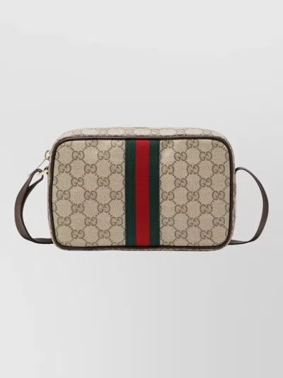 Gucci Coat Adjustable Strap And Front Stripe Detail In Brown
