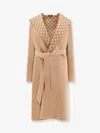 Gucci Reversible Wool Silk Blend Coat Gg In Beige