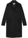 Gucci Single Breasted Logo Plaque Coat In Black