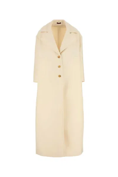 Gucci Coat Crepe Wool Slk Gg_petite In White