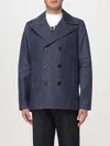 Gucci Denim Peacoat With Contrasting Stitching In Blue