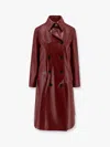 Gucci Double Breasted Coat In Shiny Leather In Red