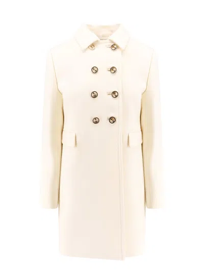 Gucci Wool Coat With Interlocking Gg Buttons In Yellow