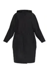 Gucci Adjustable Waist Hooded Coat In Black