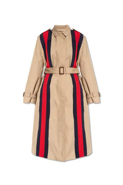 Gucci Cotton Blend Gabardine Coat In Brown