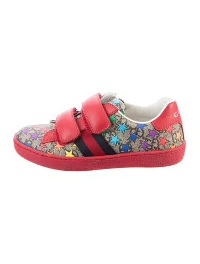 Pre-owned Gucci Babies' Coated Canvas All Over Print Low Top Sneakers In Red