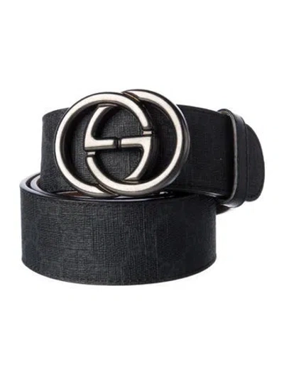 Pre-owned Gucci Coated Canvas Belt Gg Supreme Belt Kit In Black