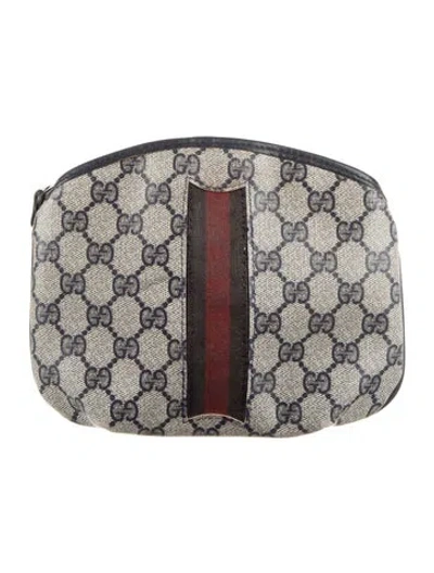 Pre-owned Gucci Coated Canvas Cosmetic Bag In Blue