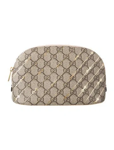 Pre-owned Gucci Coated Canvas Cosmetic Pouch In Multicolor