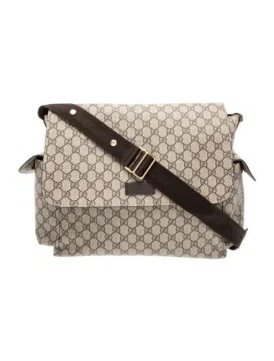 Pre-owned Gucci Babies' Coated Canvas Diaper Bag In Neutrals