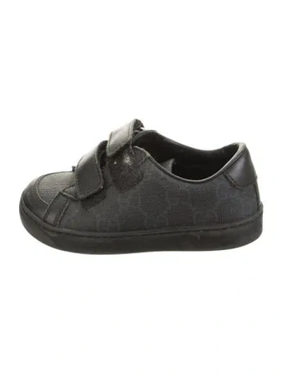 Pre-owned Gucci Kids' Coated Canvas Low Top Sneakers In Black