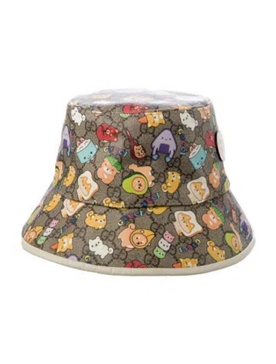 Pre-owned Gucci Coated Canvas Pattern Print Bucket Hat In Neutral