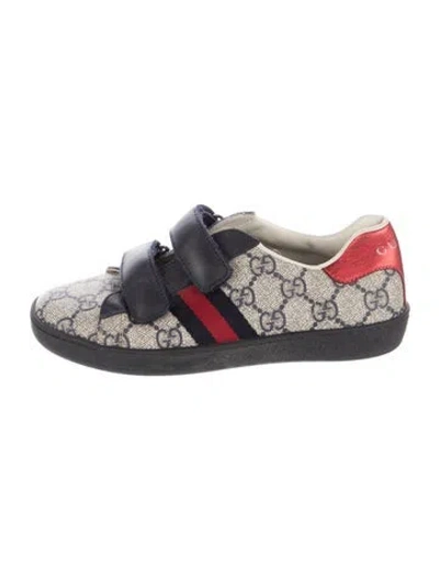 Pre-owned Gucci Babies' Coated Canvas Sneakers In Blue/neutrals