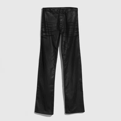 Gucci Coated Cotton Twill Denim Pants With Web In Black