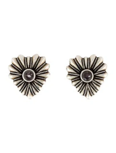 Pre-owned Gucci Coated Mother Of Pearl Heart Stud Earrings In Multi