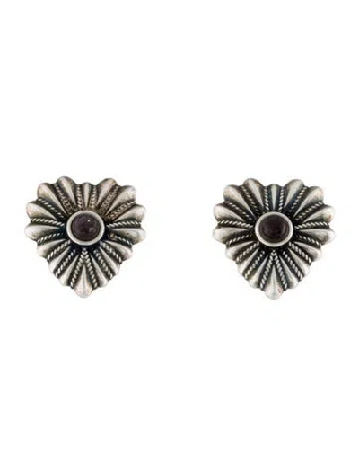 Pre-owned Gucci Coated Mother Of Pearl Heart Stud Earrings In Multi