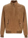 Gucci Brown Jacket With All-over Embossed Gg Motif And Collar With Buttons In Suede Man