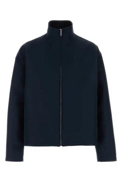 Gucci Men Navy Blue Wool Blend Jacket