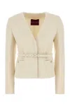 Gucci Belted Wool-blend Bouclé-tweed Jacket In White
